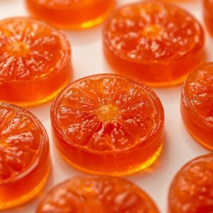 bonbon en gélatine en forme de tranches de clémentine